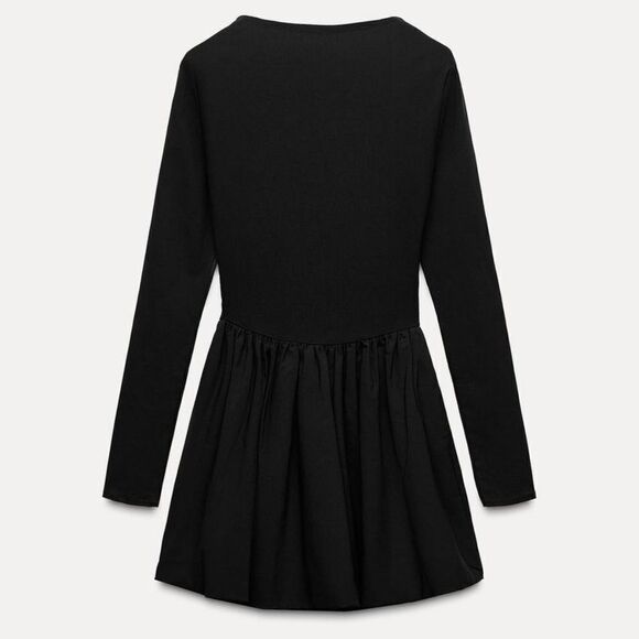 NWT ZARA SHORT BALLOON DRESS black - Picture 4 of 6
